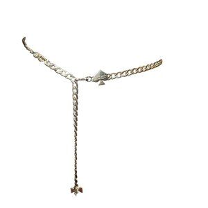 Kate Spade Belt Women New York Silver Tone Chain Statement Spade Bow Charms